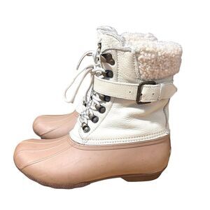 Sperry Duck Boots Womens 8 Leather Rubber Genuine Shearling Lined‎ Waterproof